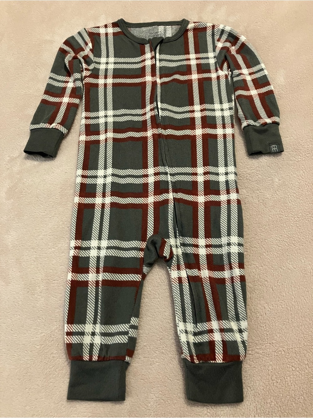Modern Moments by Gerber Baby Plaid Union Suit Romper 12M  Long Sleeve